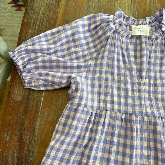 Tuckernuck Hyacinth House Lavender Pale Pink Gingham Sutton Mini Dress XS - Picture 3 of 12